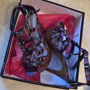 Multi Color Strappy Platform Sandal